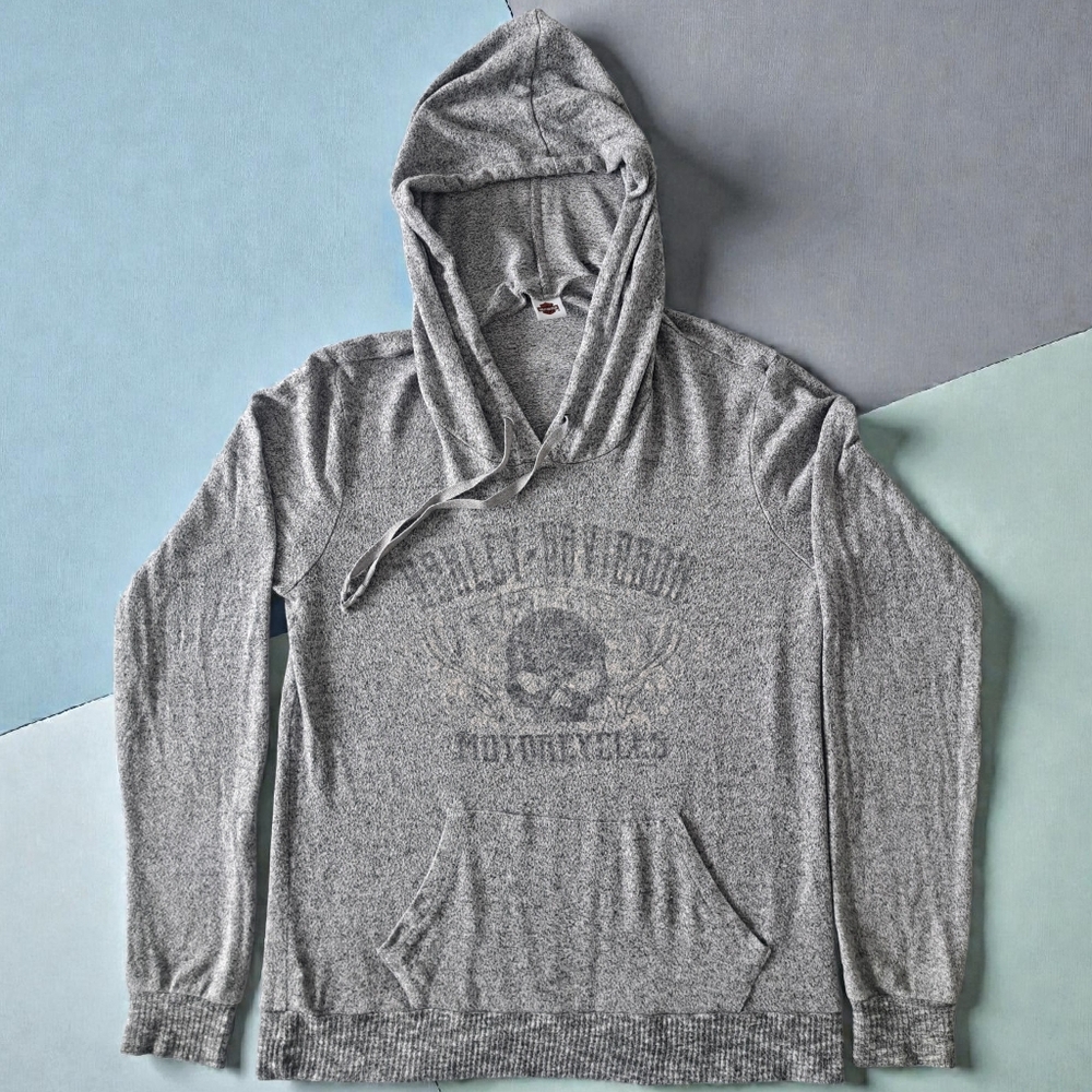 Harley-Davidson Heather Grey Gasoline Alley Red Deer Alberta Hoodie Sweater